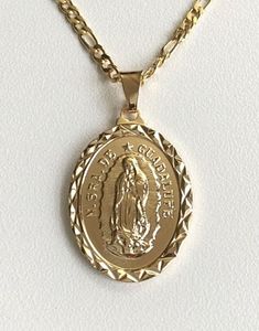 18K GOLD FILLED CADENA DE GUADALUPE 18"/..PARA PROSPERIDAD, BUENA SUERTE Y PROTECCION. DIJE: 30  mm x 18 mm  18K GOLD FILLED GUADALUPE NECKLACE 18".FOR GOOD LUCK ,PROSPERITY AND PROTECTION. PENDANT :  30 mm X 18 mm Mexican Jewelry Necklaces, Gold Mexican Necklace, Catholic Jewelry Necklace, Guadalupe Necklace, Protection Pendant, Mexican Jewelry, Catholic Jewelry, Jewelry Accessories Ideas, For Good Luck