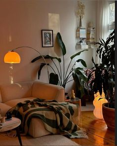 a living room filled with furniture and lots of plants