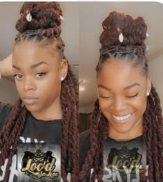 Braided Loc Updo, Knotless Braid Hairstyles, Blue And Black Braids, Black Braids Hairstyles, Dreadlocks Hair Care, Short Dreadlocks Styles, Dreads Styles For Women, Loc Updo, Knotless Braid