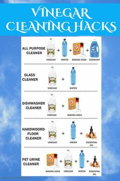 the vinegar cleaning hacks poster shows how to clean your house and keep it fresh