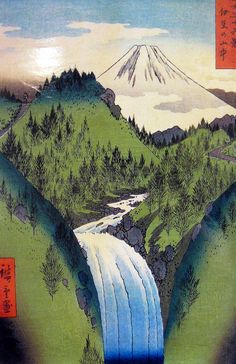 Evergreen Art, Ando Hiroshige, Japanese Art Style, Japanese Paintings, Japanese Woodcut, Master Studies, Magic Mountain, Japanese Art Styles