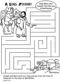 the story of jesus and mary coloring page for children to print out, including an image of