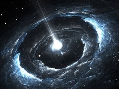 an artist's rendering of a black hole in the sky with stars around it