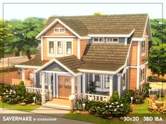 this is an artist's rendering of a two story house with brown shingles