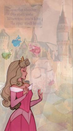 the princess in pink is looking down at her hand