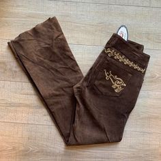 Dark Chocolate Brown Suede Leather Pants With Embroidery Around The Waist/Pockets. Very Unique And Cool, Has A Retro Look. The Brand Is Roper. In New Condition With Tags, Originally $150 Brown Suede Pants, Pants With Embroidery, Suede Pants, Dark Chocolate Brown, Brown Suede, Retro Look, Chocolate Brown, Suede Leather, Dark Chocolate