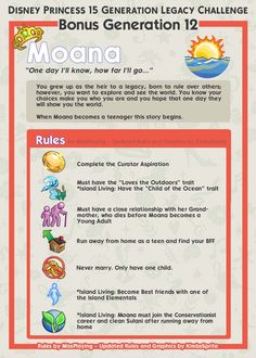 the disney princess is generation legy challenge info sheet for mounaa and how to use it