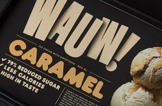 an image of a sign with some food on it that says waun caramel