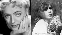 an old black and white photo of a woman holding a fan next to another photograph of a woman with short hair