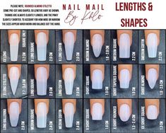 Arcirlyc Nails, Different Nail Shapes And Sizes, Fake Nails Shapes, Nail Designs For Small Hands, Nail Sizes And Shapes, Nails Shapes And Lengths, Nail Sizes Shape Chart Short, Acrylic Nail Chart Length, Typing Length Nails