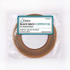 a roll of black copper foil tape on a white background with the package in it