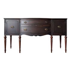 an antique style sideboard with two drawers and one drawer on the bottom, in dark wood