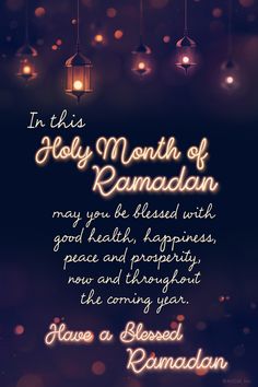 an image of the month of ramadan with lights and lanterns in the background, on a