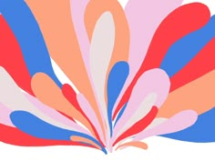 an image of colorful abstract shapes on a white background with red, blue and pink colors