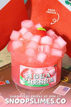 an ice bucket filled with watermelon cubes