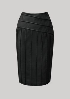 Black faux leather. Pencil skirt. Back slit. Hidden side zipper. Product of France. Faux Leather Pencil Skirt, Expensive Taste, Leather Pencil Skirt, Evening Look, Black Faux Leather, Real Leather, Dressing Up, Side Zipper, Pencil Skirt