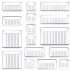 white plastic trays with dividers and lids for food containers, set of 10