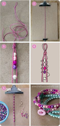 instructions for making beaded bracelets and necklaces with beads on the end,