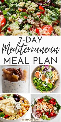 7-Day Mediterranean diet meal plan with healthy Mediterranean recipes for breakfast, lunch, dinner and snacks and a Mediterranean diet grocery list. Mediterranean Diet Sweets, Meditranian Meals Breakfast, Low Calorie Mediterranean Recipes, Mediterranean Fertility Diet Recipes, Mediterranean Diet Crockpot Recipes, Simple Mediterranean Recipes, Kid Friendly Mediterranean Meals, Mediterranean Diet For Beginners