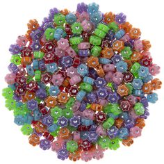 multicolored beads are arranged in a circle