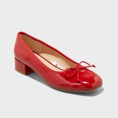 Women's Joy Ballet Pumps - A New Day™ Red 11 Red Ballet Heels, Red Ballet Pumps, Steve Madden Red Ballet Flats, What To Wear To The Nutcracker Ballet, Red Pumps Outfit, Red Ballerinas, Valentines Dinner, Pumps Outfit, Red Ballet Flats