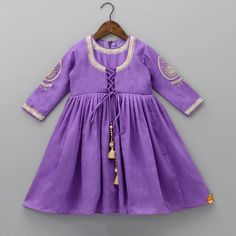 Girls Indian Ethnic Wear Lavender Kurti, Dresses Kurti, Sleeves Kurti, Sequin Embroidery, Simple Dress, Sequins Embroidery, Tassel Fringe