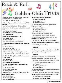 rock and roll and golden - olde trivia sheet music for kids to play