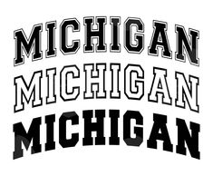 the michigan university logo is shown in black and white, with an arched font that reads michigan