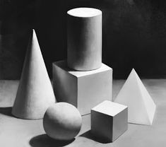 black and white photograph of various shapes