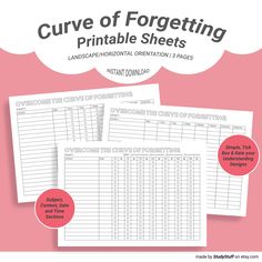 the printable worksheet for curve of forgeting