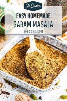 Garam Masala recipe from scratch in just 5 minutes with instructions for pre-ground spices or the traditional method of whole toasted spices. Homemade Garam Masala, Garam Masala Recipe, Spice Food, East Recipes, Homemade Rubs, Masala Powder Recipe, Dry Rubs, Hot Spices