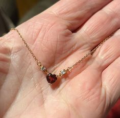 Very high quality garnet Rose gold plated s925 16" chain Garnet Heart Necklace, Garnet Heart, Dark Jewelry, Fun Clothes, Indie Jewelry, Garnet Necklace, Dainty Gold Necklace