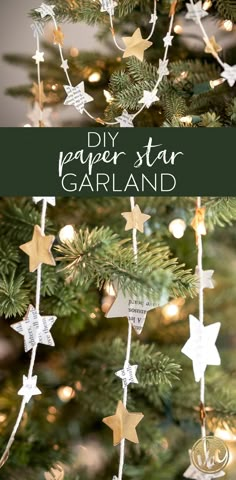 Add character and sparkle to your holiday decorating with this easybudget-friendly DIY Paper Star Garland. Diy Paper Tree Decorations, Diy Garland For Tree, Diy Kid Christmas Decorations, Handmade Holiday Decor, Christmas Tree Garland Ideas Diy, Homemade Garland Christmas Tree, Diy Christmas Garland For Tree, Diy Decorations For Christmas Tree, New Years Garland