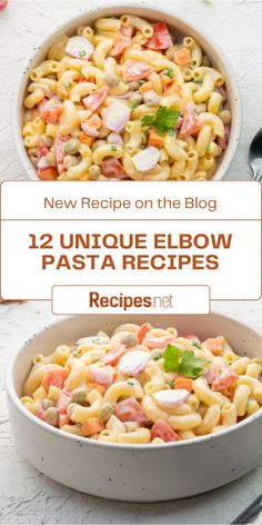 two bowls filled with elbow pasta salad Easy Macaroni Recipes, Easy Macaroni Recipe, Elbow Pasta Recipes, Elbow Macaroni Recipes, Elbow Noodles, Macaroni Noodles, Easy Macaroni, Elbow Pasta, Macaroni Recipes