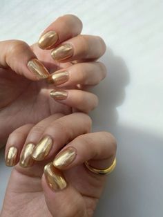 Chrome Summer Nails, Summer Chrome Nails, Light Blue Chrome, Metallic Gold Nails, Gold Gel Nails, Chrome Manicure, Blue Chrome Nails, White Chrome Nails, Gold Chrome Nails