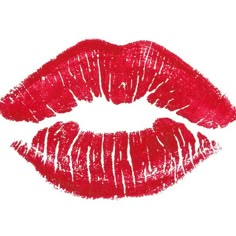 a red lipstick kiss drawn in the shape of a female's mouth on a white background