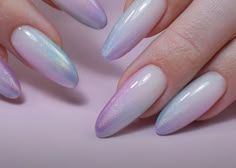 Purple Fade Nails, Purple Blue Nails, Ombre Chrome Nails, Gradation Nails, Quartz Nails, Emerald Nails, May Nails, Glam Nails