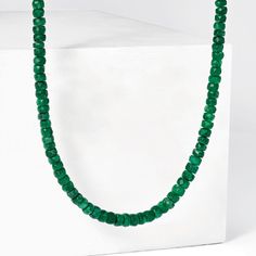 Ross-Simons - 100.00 ct. t. w. Emerald Bead Necklace with Sterling Silver. 20". Beads are back! This necklace is fun, colorful and easy-to-wear. 100.00 ct. t. w. emerald rondelle bead are strung along here, finishing with a sterling silver magnetic clasp. It's the perfect piece to toss on and watch your outfit complete itself! Emerald bead necklace. Emerald birthstones are the perfect gift for May birthdays. Emerald Bead Necklace, May Birthdays, Emerald Eternity Band, Emerald Earrings Drop, Emerald Necklace Pendant, Necklace Emerald, Sapphire Necklace Pendants, Emerald Birthstone, Emerald Earrings Studs