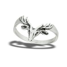 Deer Reindeer Buck Stag Animal Ring .925 Sterling Silver Band Jewelry Female Male Unisex Size 9 All our silver jewelry is crafted from .925 silver also commonly referred to as sterling silver. Sterling silver is the standard for beautiful high-quality silver jewelry and can not be replicated by lower priced silver plated jewelry. It is 92.5% pure silver, mixed with alloys to add strength and durability to stand the test of time. We promise superior service which includes fast shipping, great com Stag Animal, V Ring, Horn Ring, Buck Deer, Animal Ring, Sterling Silver Wedding Band, Animal Rings, Silver Wedding Bands, Female Male