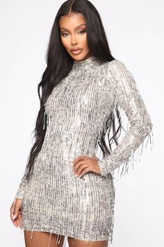 At The Disco Sequin Mini Dress - Silver, Dresses | Fashion Nova Sequin Mini, Curve Dresses, Silver Dress, Sequin Mini Dress, Mini Dresses, Club Dresses, Fall Dresses, Sequin Dress, Skirt Length