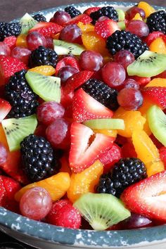 the fruit salad is prepared and ready to be eaten in the oven or on the table