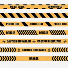 yellow and black hazard tape with do not cross, police line, danger sign, caution symbol png and psd