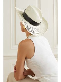 MAX MARA Sidney faux leather-trimmed raffia hat | NET-A-PORTER Luxury Wide Brim Boater Hat For Summer, Luxury Wide Brim Fedora For The Beach, Luxury Wide Brim Fedora For Beach, Elegant Fitted Hats For Travel, Luxury Wide Brim Panama Hat For Beach, Luxury Fedora Straw Hat For Summer, Luxury Brimmed Boater Hat For Summer, Luxury Summer Straw Fedora Hat, Luxury Fedora Straw Hat For The Beach