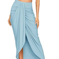 High Low Skirt Asymmetric Wrap Split High Waist Draped Pencil Bodycon Skirt Elastic Skirt, Skirt Wrap, High Waisted Maxi Skirt, Draped Skirt, High Low Skirt, Ruched Skirt, Long Skirts For Women, Elegant Skirt, Boho Skirts