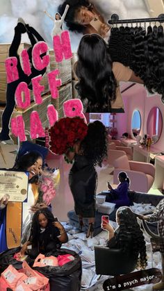 a collage of photos with the words rich off road in pink and black letters