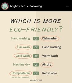 a sign that says which is more eco - friendly than washing or dishwasher