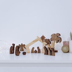 the nativity scene is made out of wood