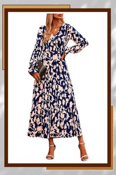 This Long Sleeve Wedding Guest Maxi Dress Is Made Of Soft And Lightweight Polyester Material. Thanks To The Elastic Waist And Loose Fit Cut, The Fall Dress Help Ensure You Move Freely. The Ruffle Sleeve And Floral Print Adds a Touch Of Elegance To The Long Sleeve Maxi Dress.Women Boho Long Dress Features A High Waist Design, Creating An Flattering Shape Boho Maxi Dress Casual, Boho Dress Fall, Floral Dress Wedding Guest, Boho Dresses Long, Floral Wedding Dress, Midi Sundress, Square Neck Dress, Floral Outfit