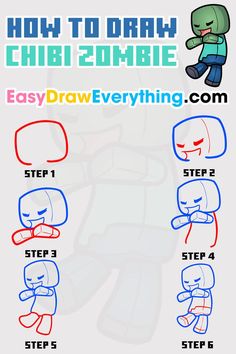 how to draw chibi zombie easy step by step drawing instructions for kids and adults