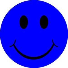 a blue smiley face with two eyes